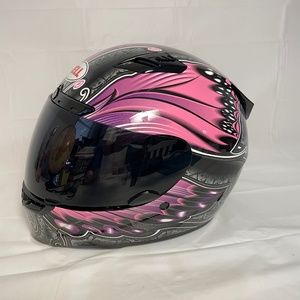 Bell Vortex Full Face Motorcycle Helmet Pink Butterfly Graphic - Women's Medium